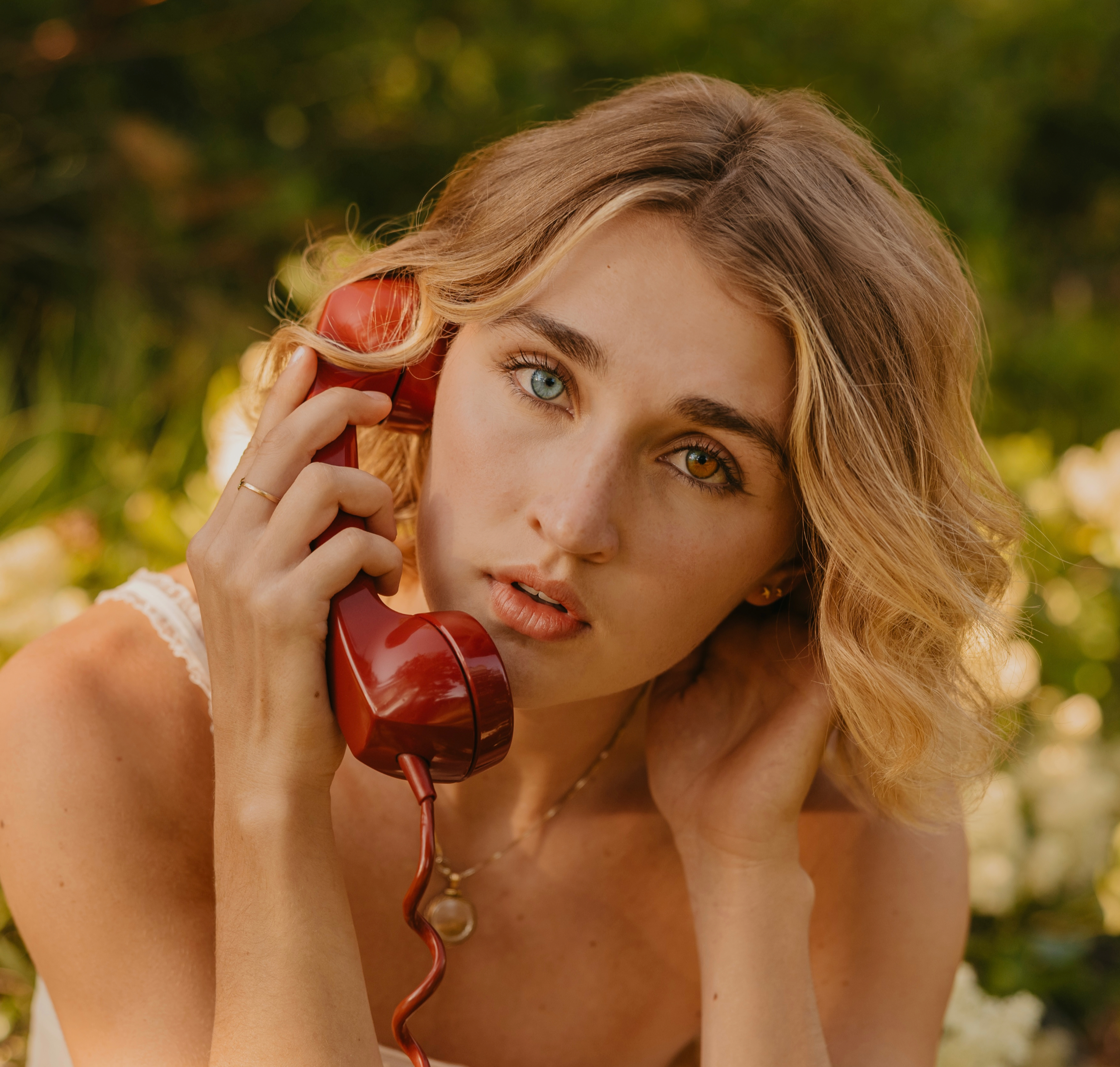 Whitney Hanson Editorial Portrait with Vintage Red Phone